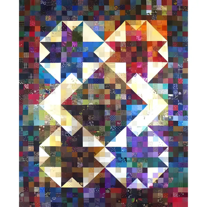 Colorful patchwork quilt featuring geometric star patterns from Aries Stars Project