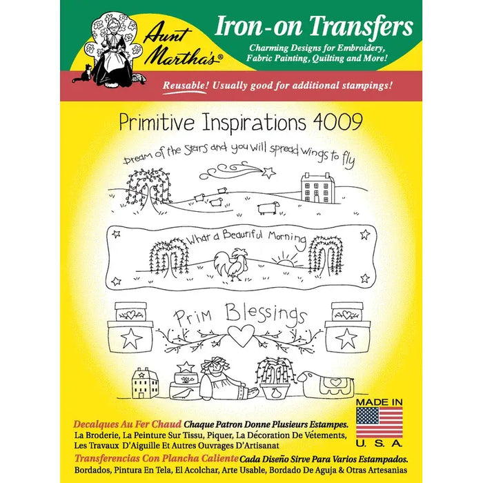 Aunt Marthas Primitive Inspirations iron-on transfer sheet for craft projects