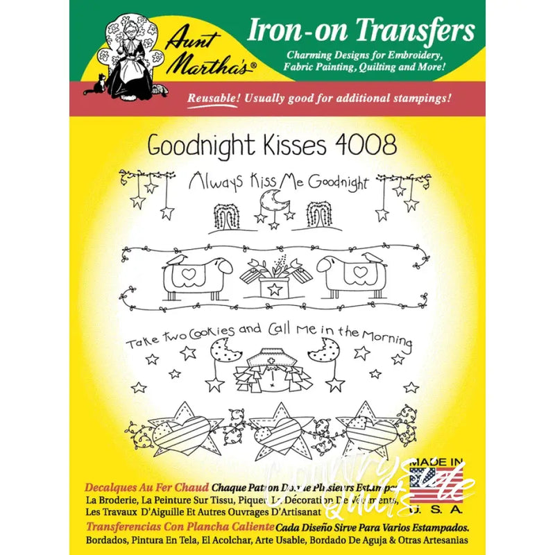 Aunt Martha’s iron-on transfers for home decor in Aunt Martha’s Bless Our Home design