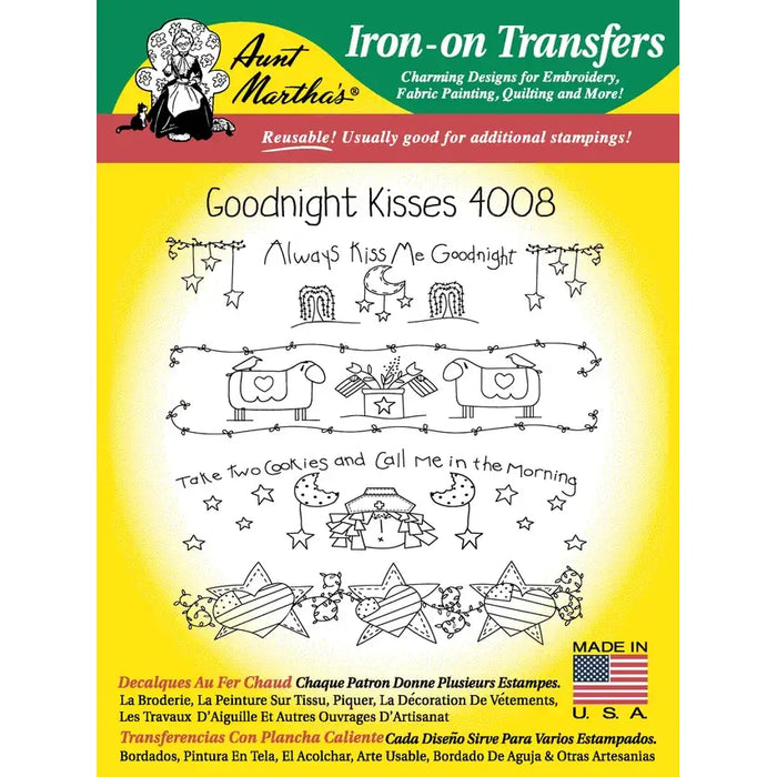 Aunt Martha’s iron-on transfers for home decor in Aunt Martha’s Bless Our Home design