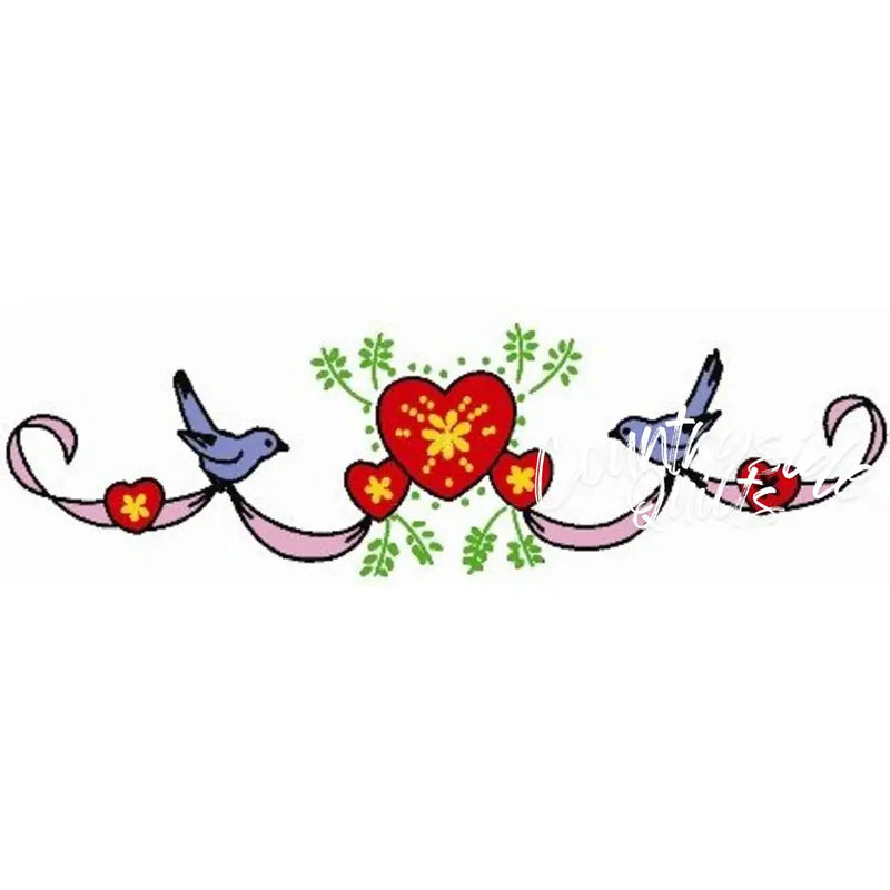 Aunt Marthas countryside quilts Valentine’s Day border with birds and hearts for compare select
