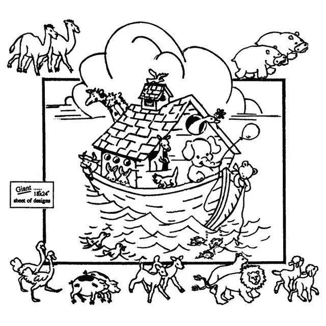 Aunt Martha’s® Noah’s Ark countryside quilt with animals for nursery decor