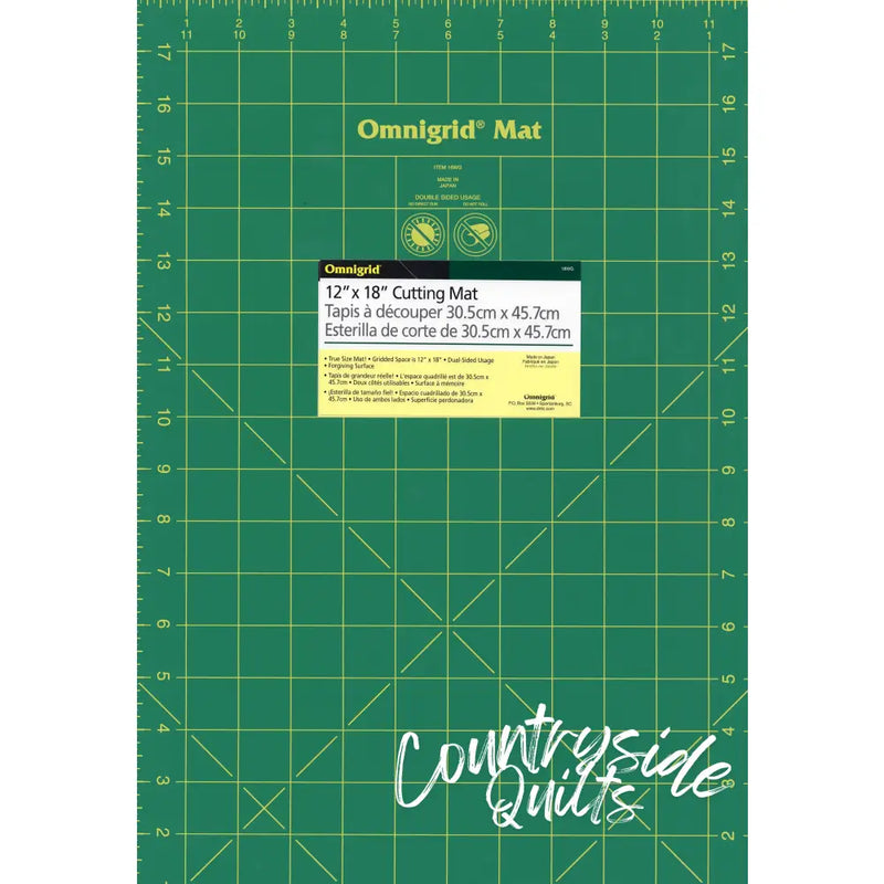 Cutting Mat Omnigrid Green with Yellow Grid 12in x 18in