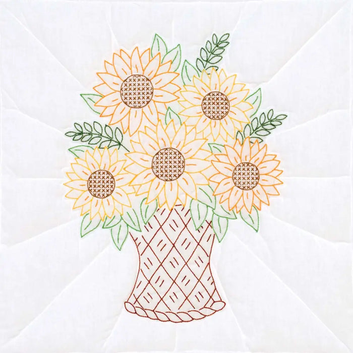 Jack Dempsey Basket Of Sunflowers Quilt Blocks 18’’