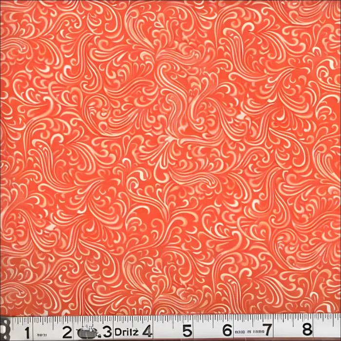 Coral fabric with floral damask pattern from Marshall Dry Goods Breezeway 108in Wide collection