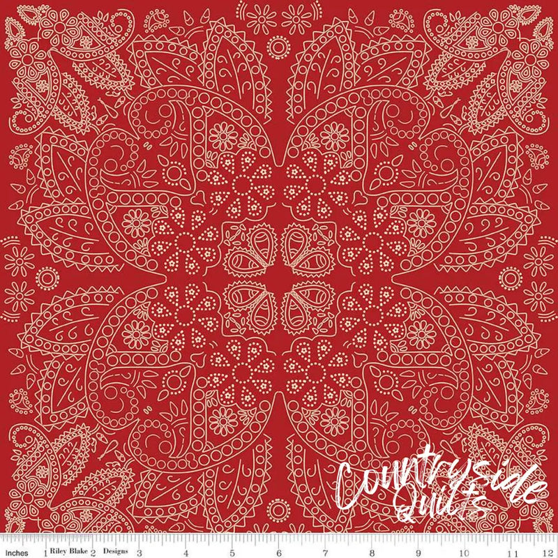 Riley Blake Designs Cowboys Bandana Barn Red 44’’