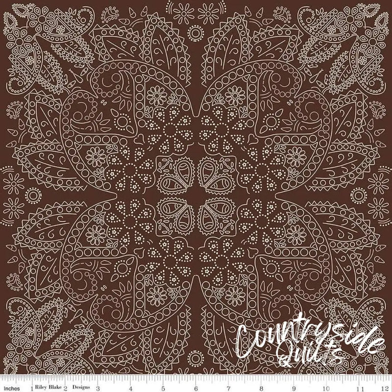 Riley Blake Designs Cowboys Bandana Brown 44’’