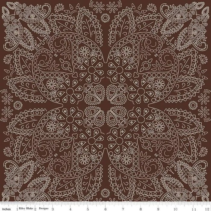 Riley Blake Designs Cowboys Bandana Brown 44’’