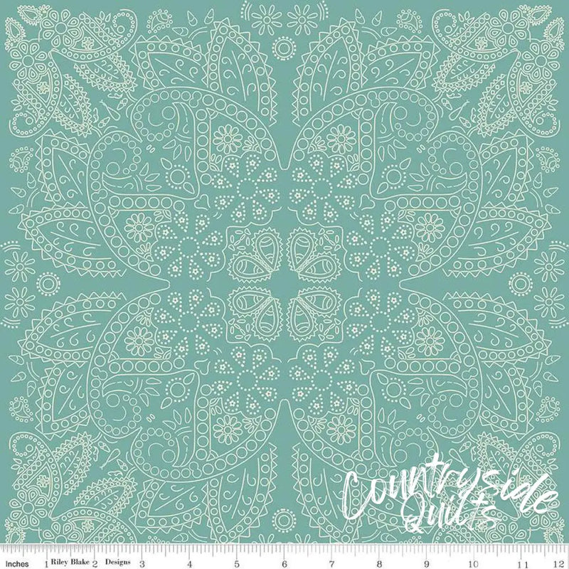 Riley Blake Designs Cowboys Bandana Teal 44’’