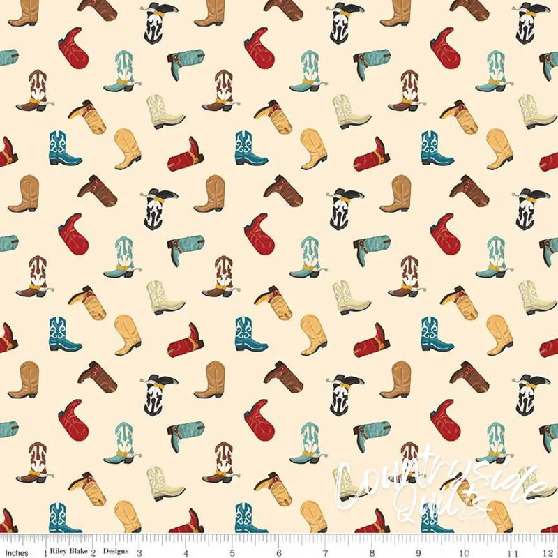 Riley Blake Designs Cowboys Boots Cream 44’’ / 45’’