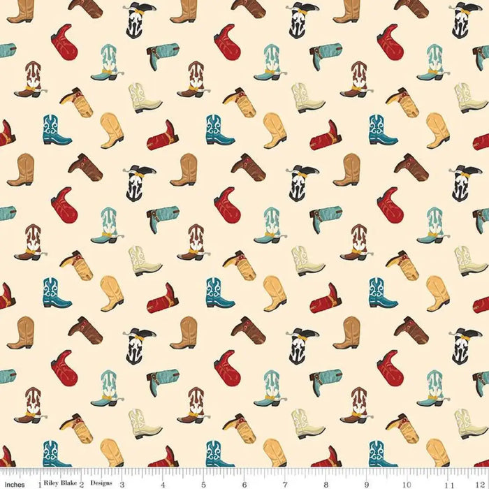 Riley Blake Designs Cowboys Boots Cream 44’’ / 45’’
