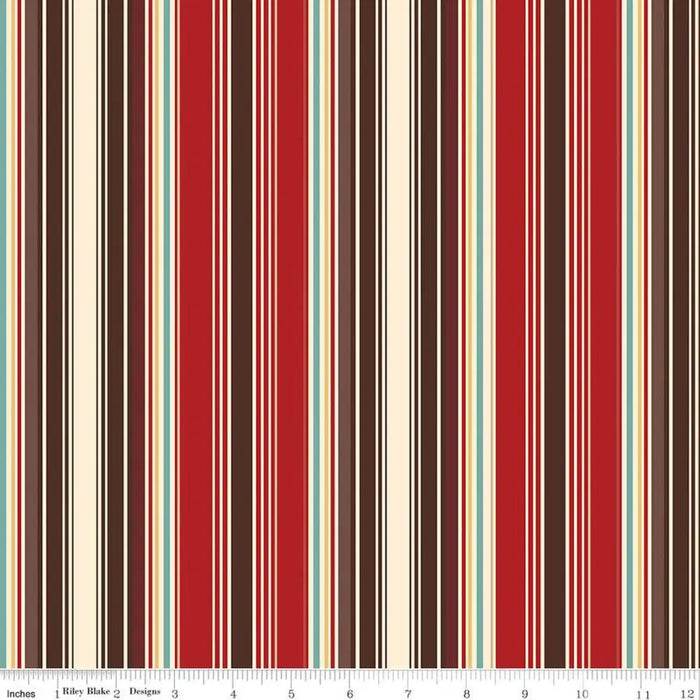 Riley Blake Designs Cowboys Stripes Barn Red 44’’