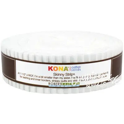 1-1/2in Strips, Kona Cotton White, 40pcs/bundle