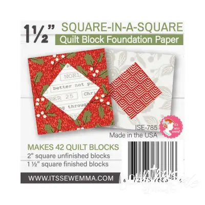 1.5in Square in a Square Quilt Block Foundation Paper
