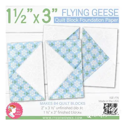 1.5in x 3in Flying Geese Quilt Block Foundation Paper