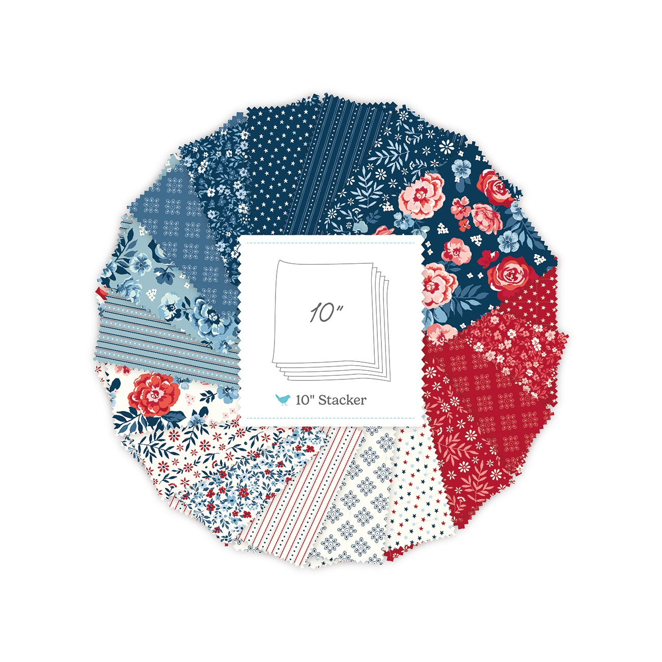 Star-Spangled Garden 10in Squares, 42 Pcs.