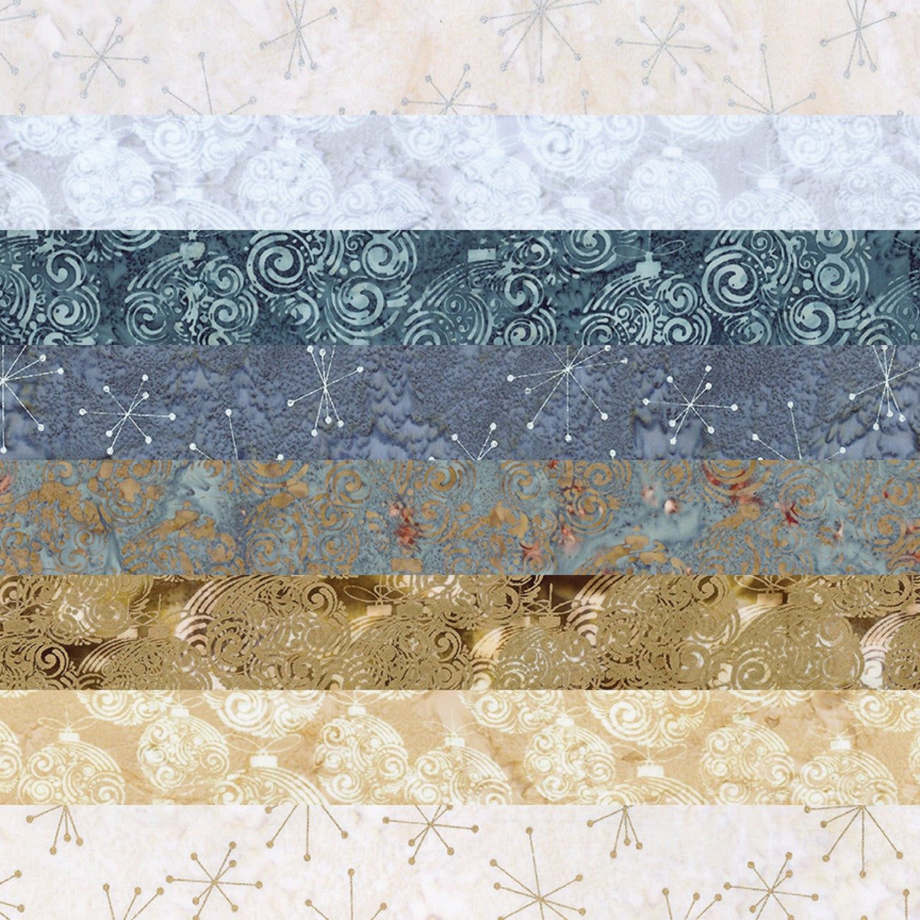 Batiks Holiday Sparkle Silver & Gold 10 Inch Stacker, 42pcs