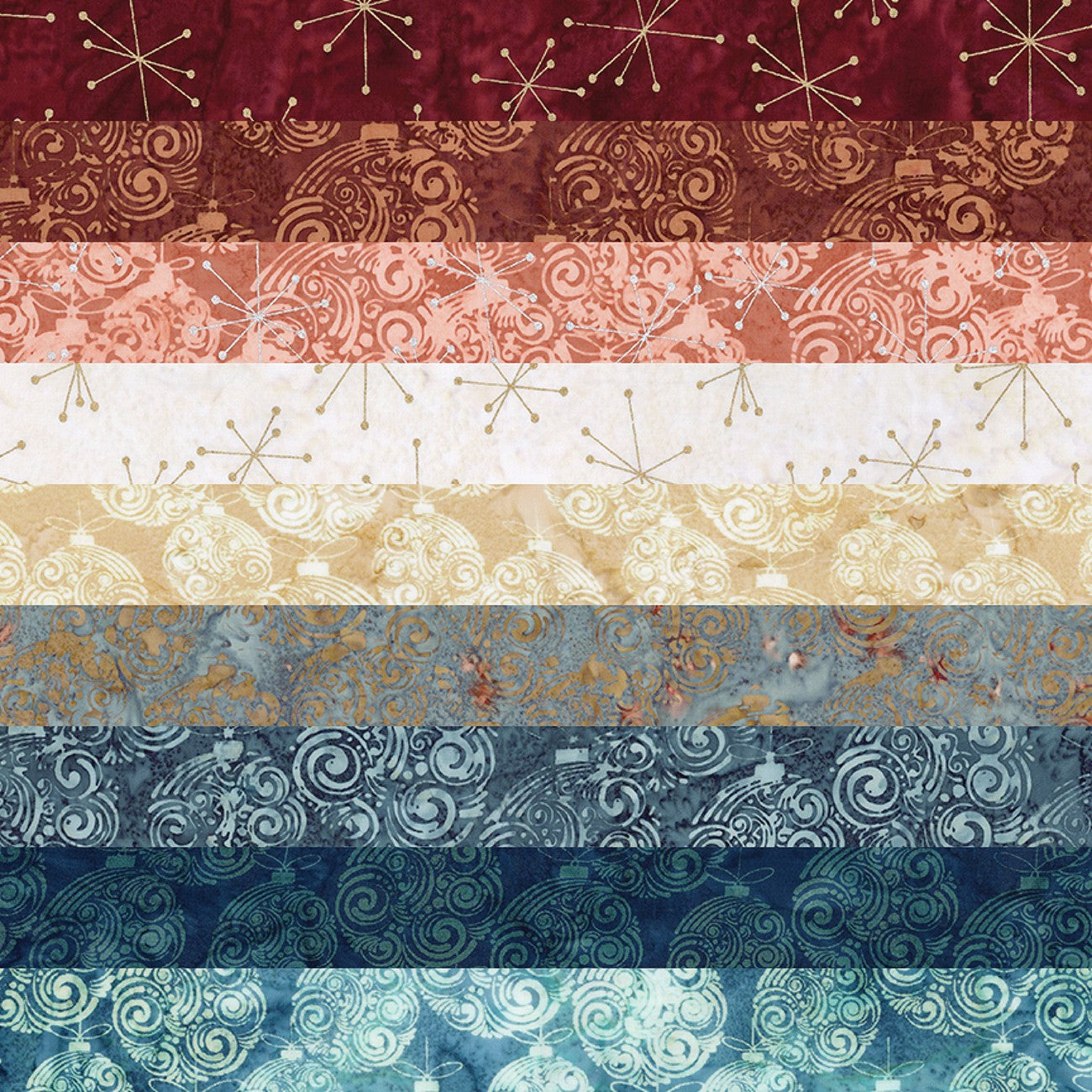 Batiks Holiday Sparkle Boho 10 Inch Stacker, 42pcs