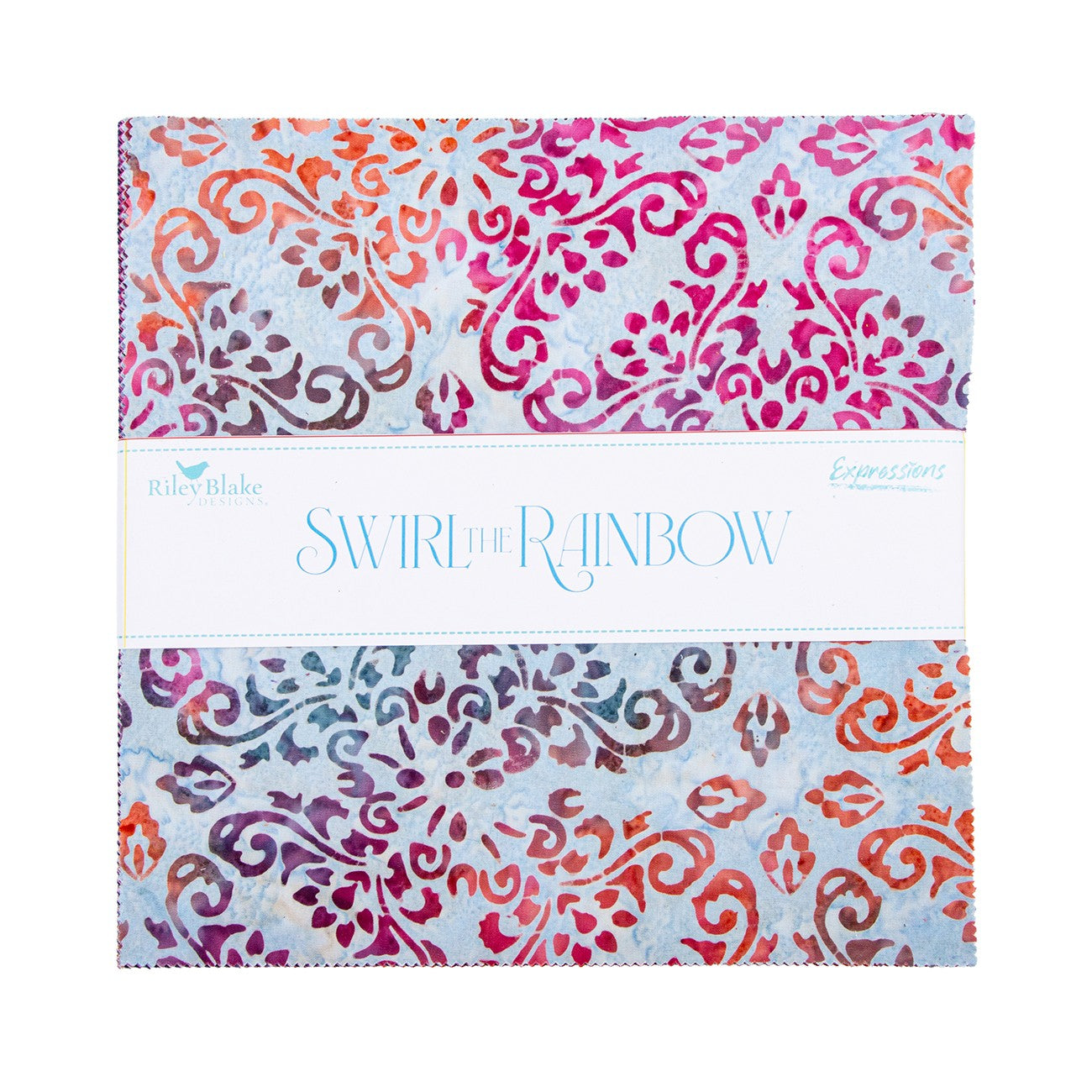 Batiks Swirl the Rainbow 10in Squares, 42pcs