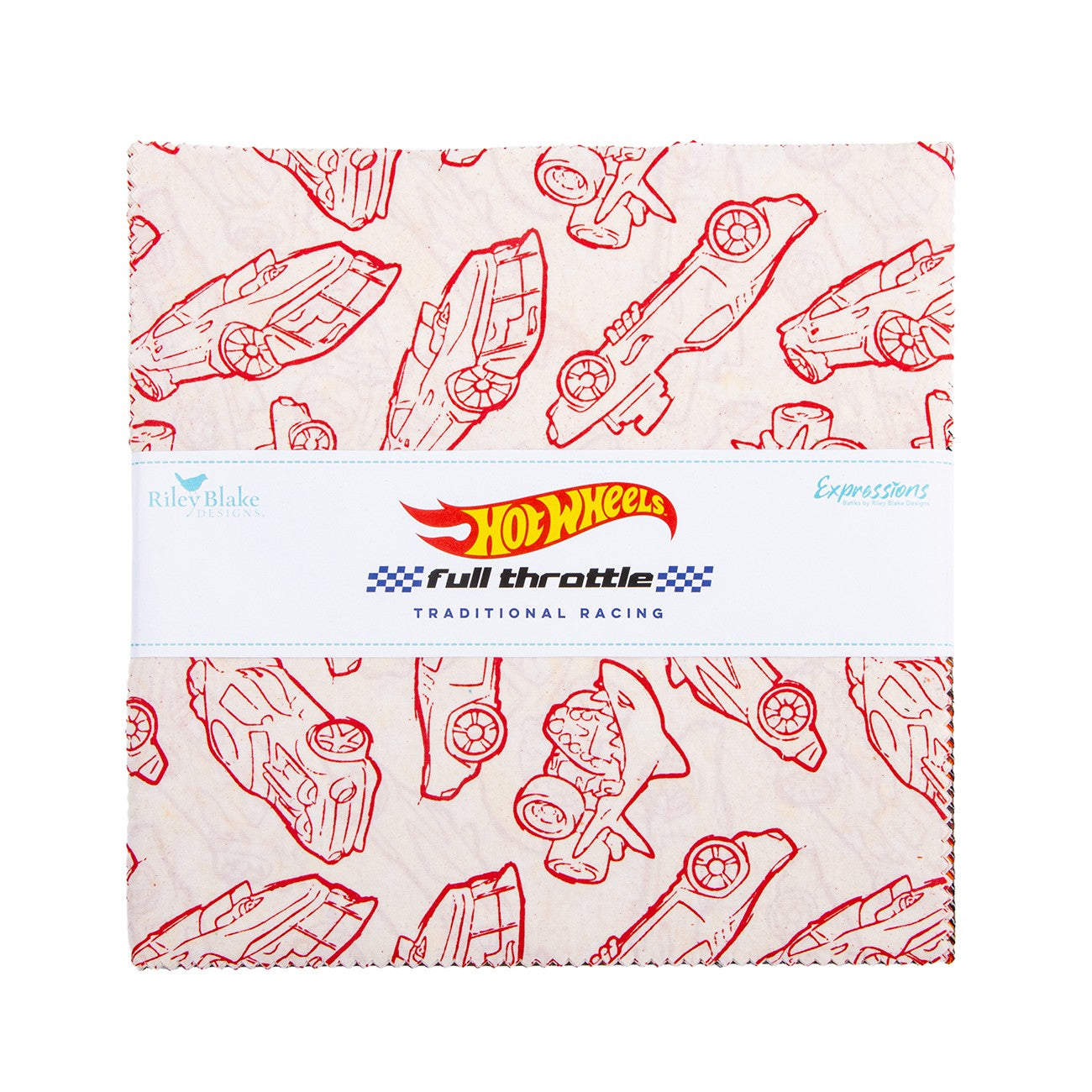Batiks Full Throttle Hot Wheels Traditional Racing 10in Squares, 42pcs/bundle