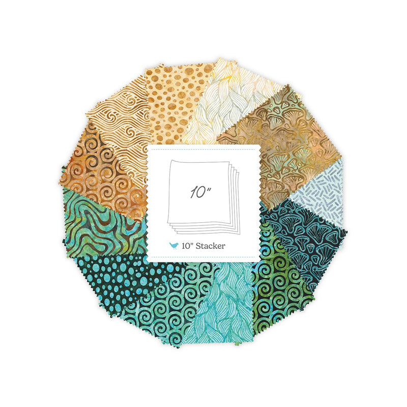 Batiks Modern Motion Coastal 10in Squares B, 42 Pcs.
