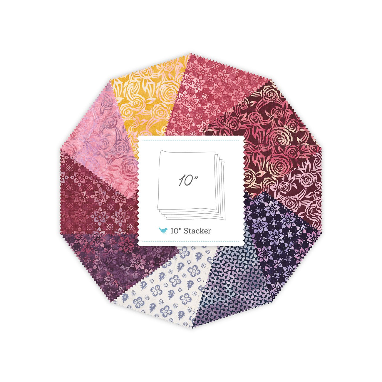 Batiks Rose Petal Blooms 10in Squares B, 42 Pcs.