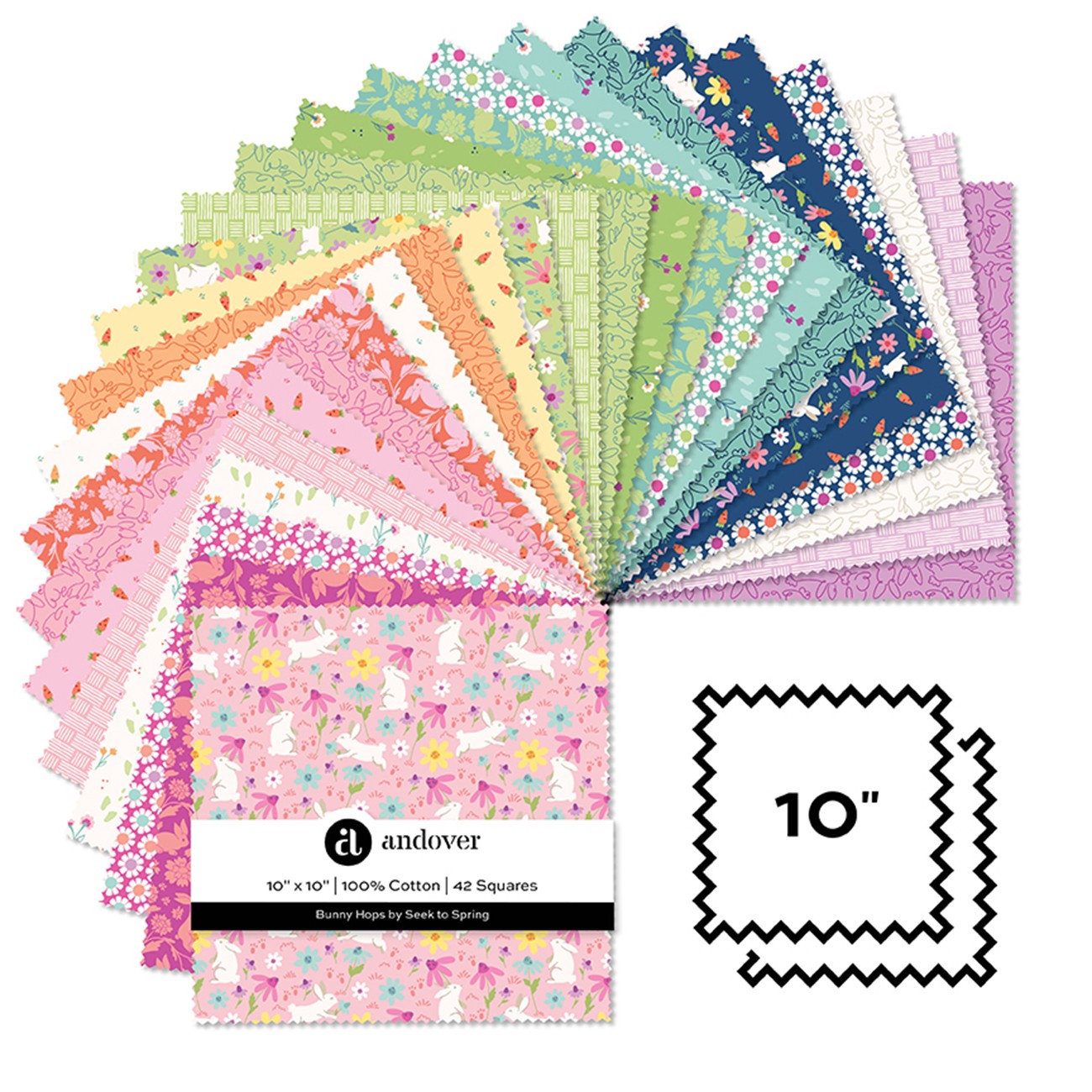 Bunny Hops - 10 Inch Square - 42 Cuts Each