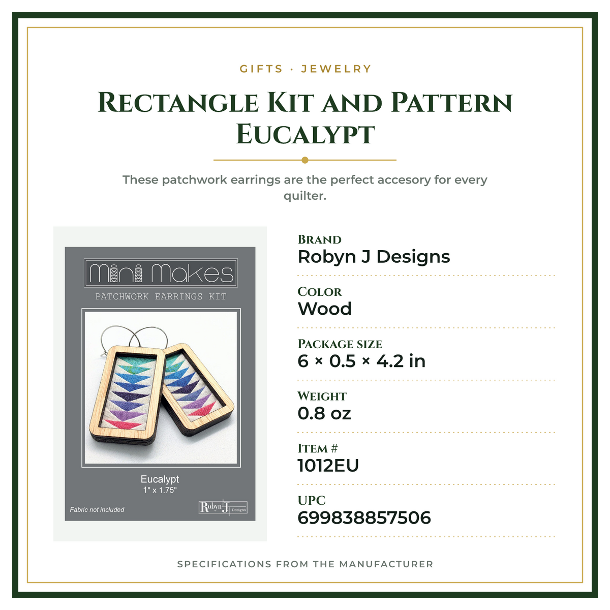 Product Specifications – Rectangle Kit and Pattern Eucalypt