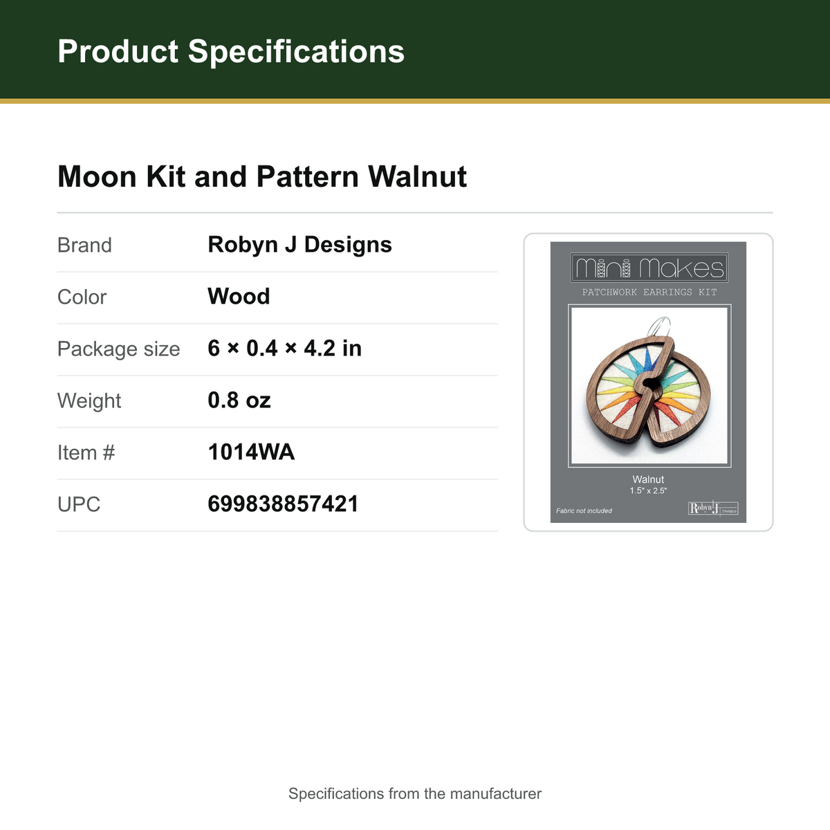 Product Specifications – Moon Kit and Pattern Walnut