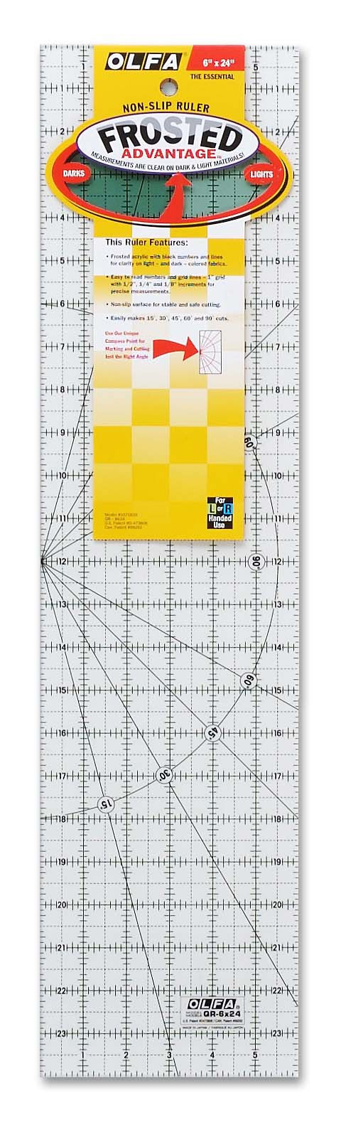 Frosted Acrylic Olfa Ruler 6x24 - The Essential