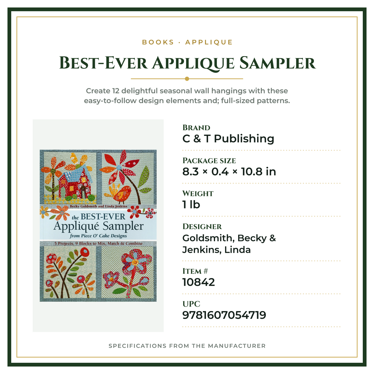 Product Specifications – Best-Ever Applique Sampler