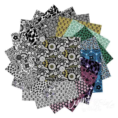 10in Squares Black White & Bloom 42pcs/bundle