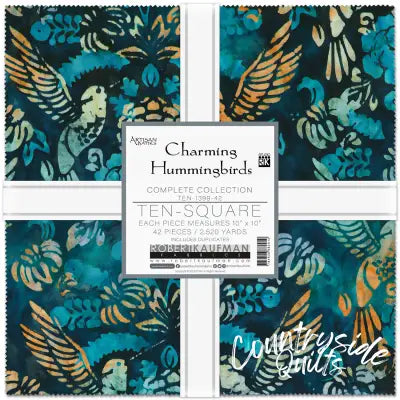10in Squares, Charming Hummingbirds, 42pcs