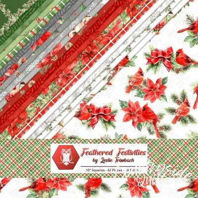 10in Squares Feathered Festivities 42pcs 2-4pcs of Each Print