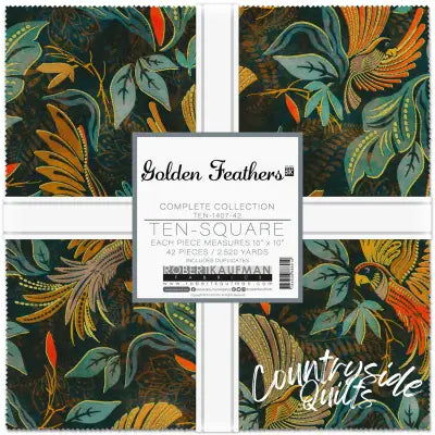 10in Squares, Golden Feathers, 42pcs