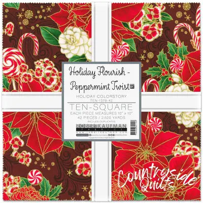 10in Squares Holiday Flourish - Peppermint Twist 42pcs