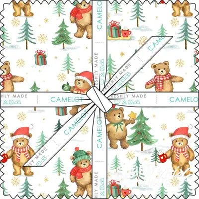 10in Squares Jingle Bear Lane, 42pcs/bundle