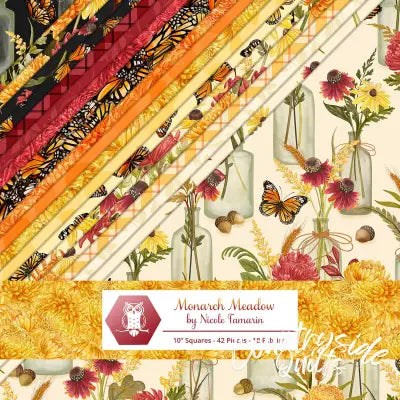 10in Squares Monarch Meadow 42pcs 2-4pcs of Each Print