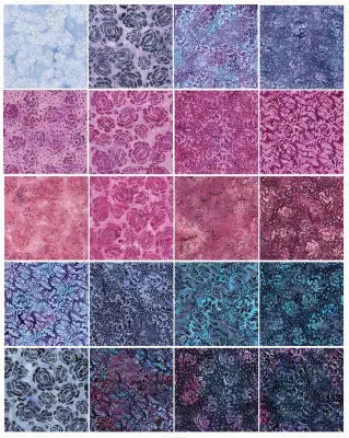10in Squares Rosy Bloom 42pcs, 2 Pieces of Each Print