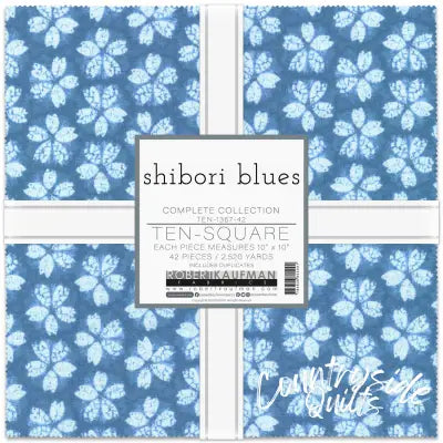 10in Squares Shibori Blues 42pcs/bundle