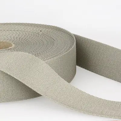 10mm Polyester Webbing in Light Grey