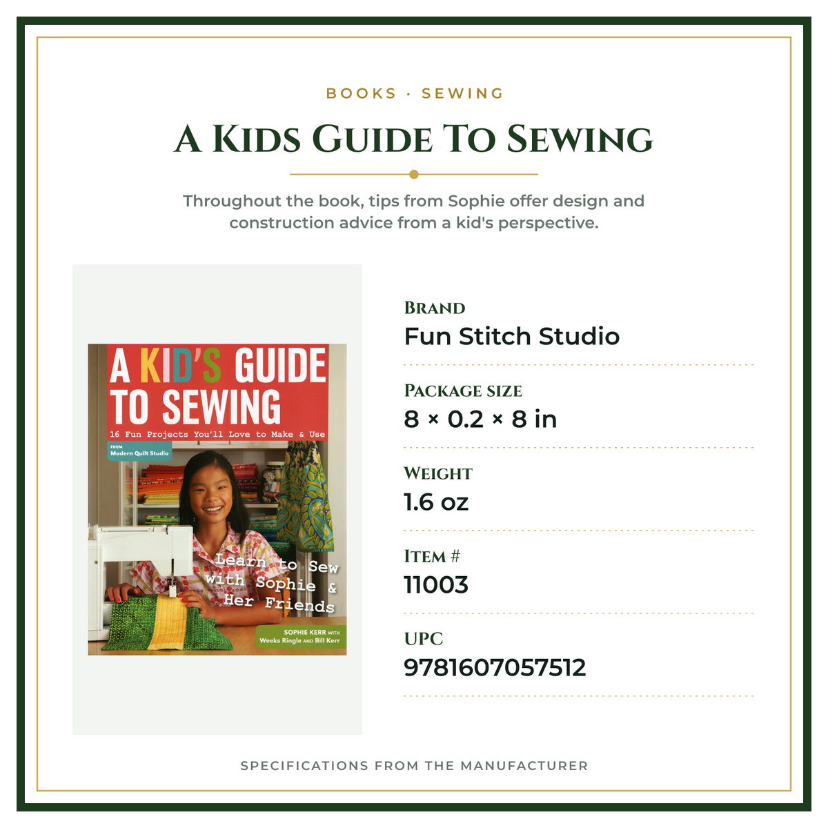 Product Specifications – A Kids Guide To Sewing