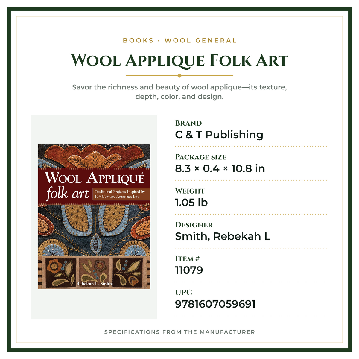 Product Specifications – Wool Applique Folk Art
