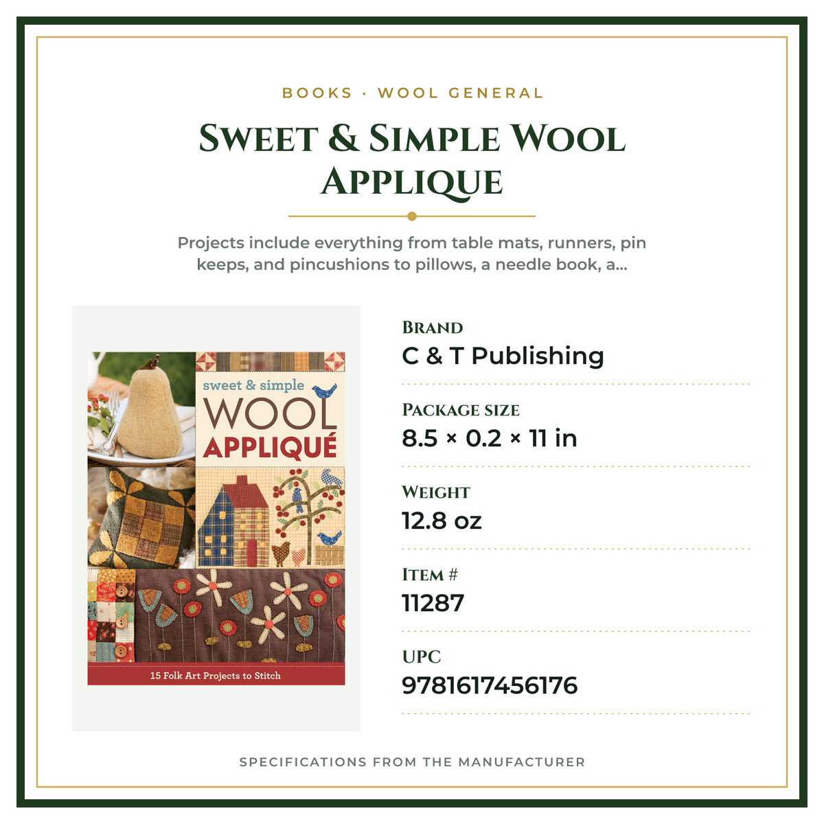Product Specifications – Sweet & Simple Wool Applique
