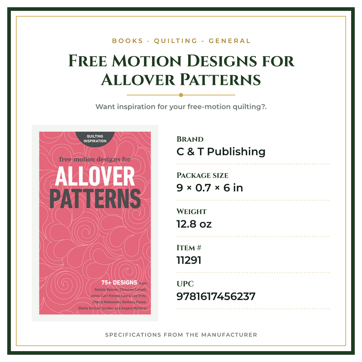 Product Specifications – Free Motion Designs for Allover Patterns
