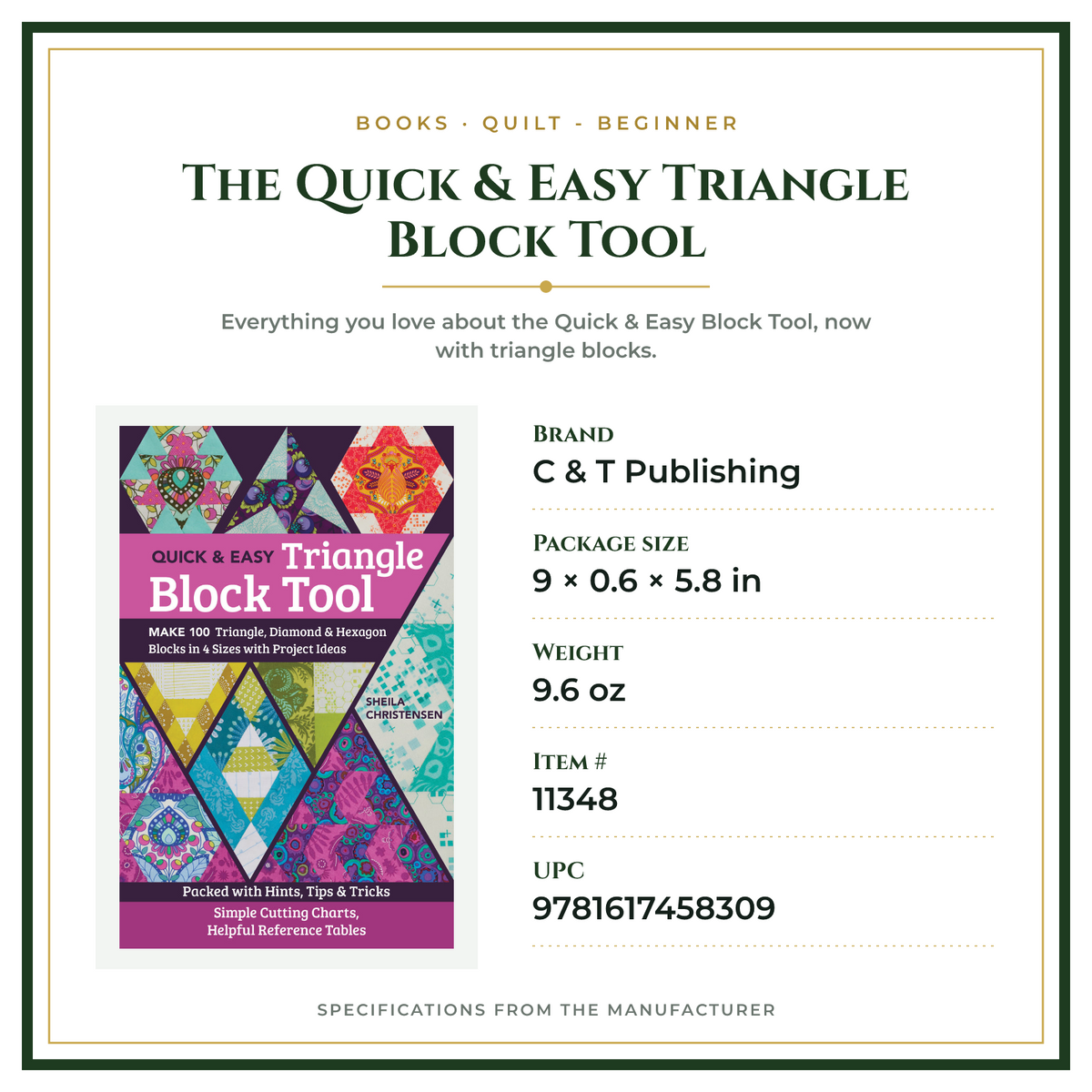 Product Specifications – The Quick & Easy Triangle Block Tool