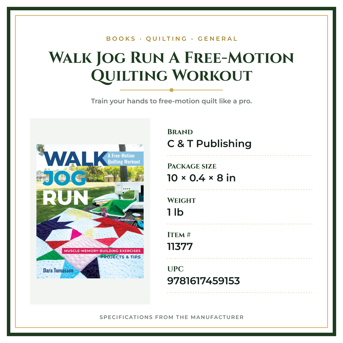 Product Specifications – Walk Jog Run A Free-Motion Quilting Workout