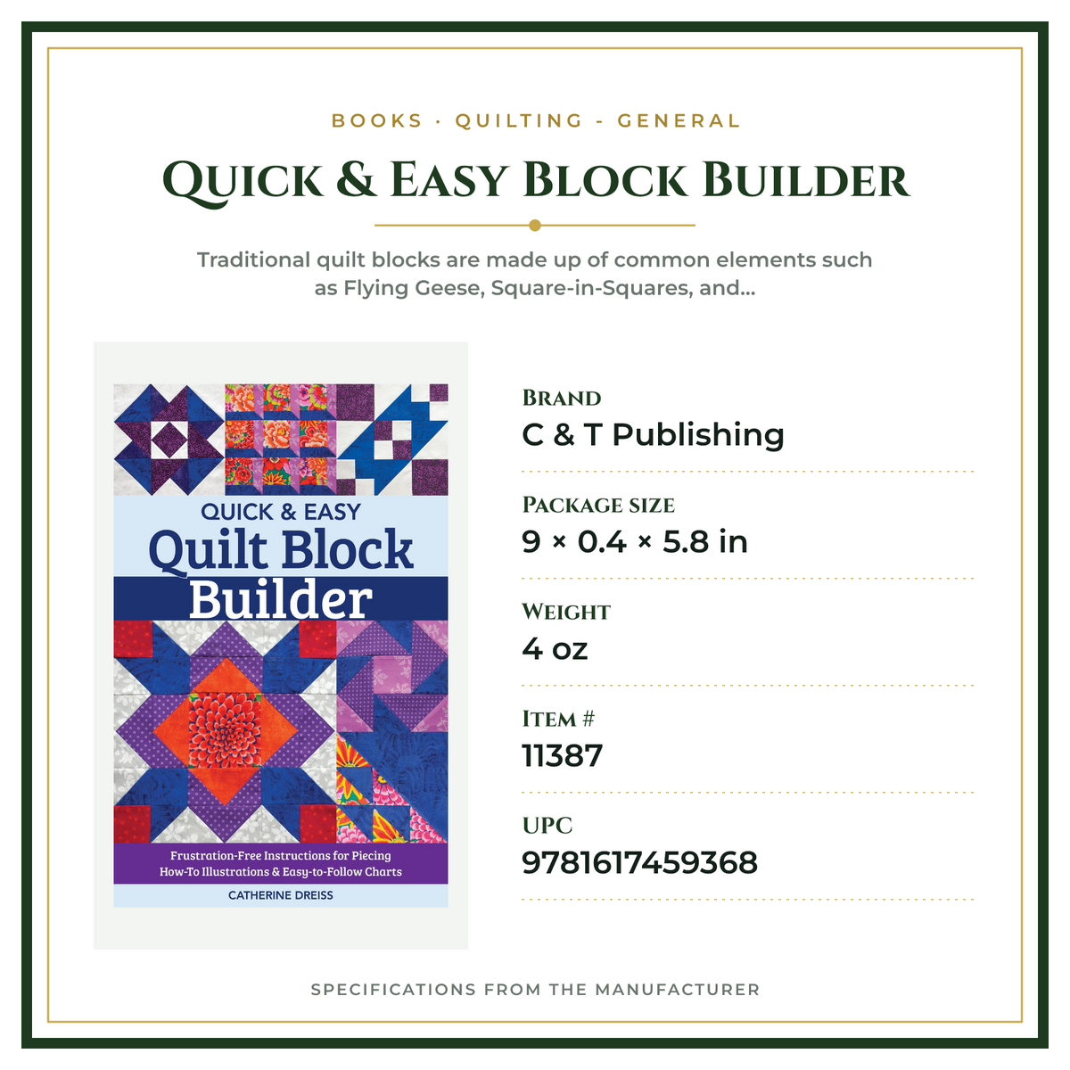Product Specifications – Quick & Easy Block Builder