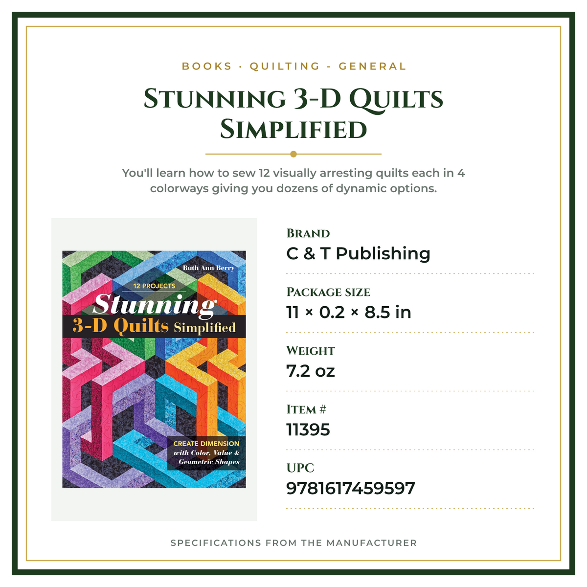Product Specifications – Stunning 3-D Quilts Simplified