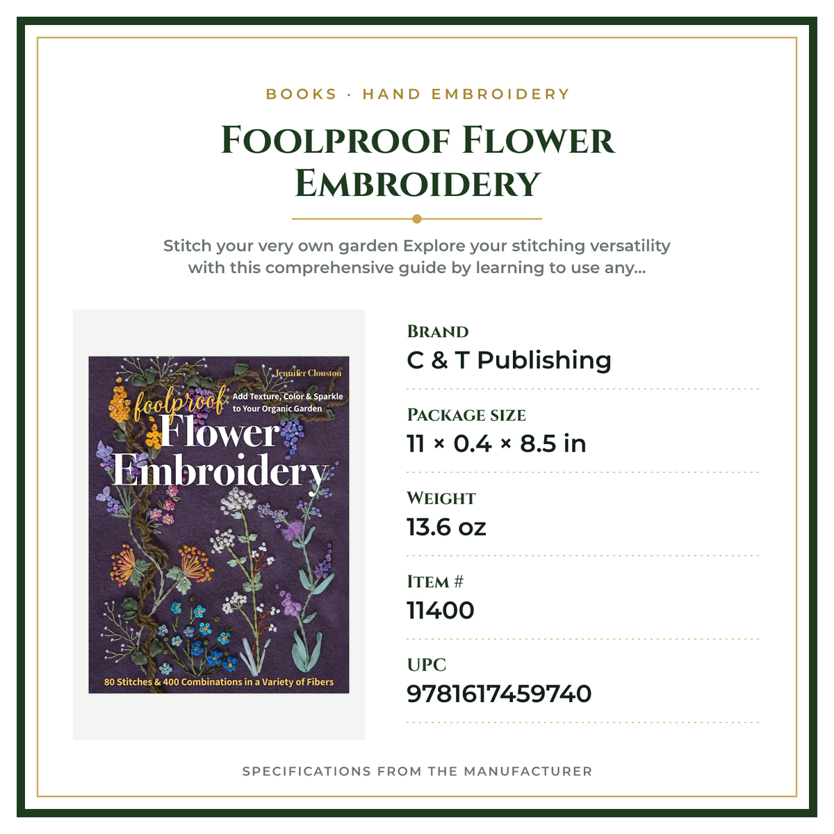 Product Specifications – Foolproof Flower Embroidery